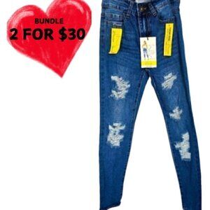 High Rise Rip and Repair Medium Wash with Rigid Front and Stretch Back Jeans NWT